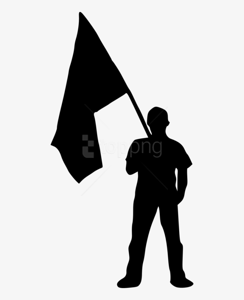 Free Png Person With Flag Silhouette Png Images Transparent - Man Holding Flag Silhouette Png, transparent png