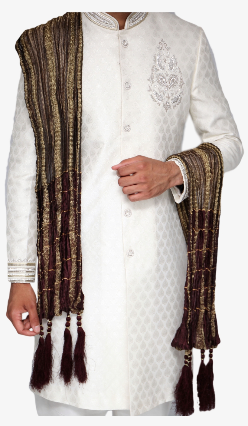 Image Is Loading Brown And Bronze Stripe Sherwani Scarf - Formal Wear, transparent png