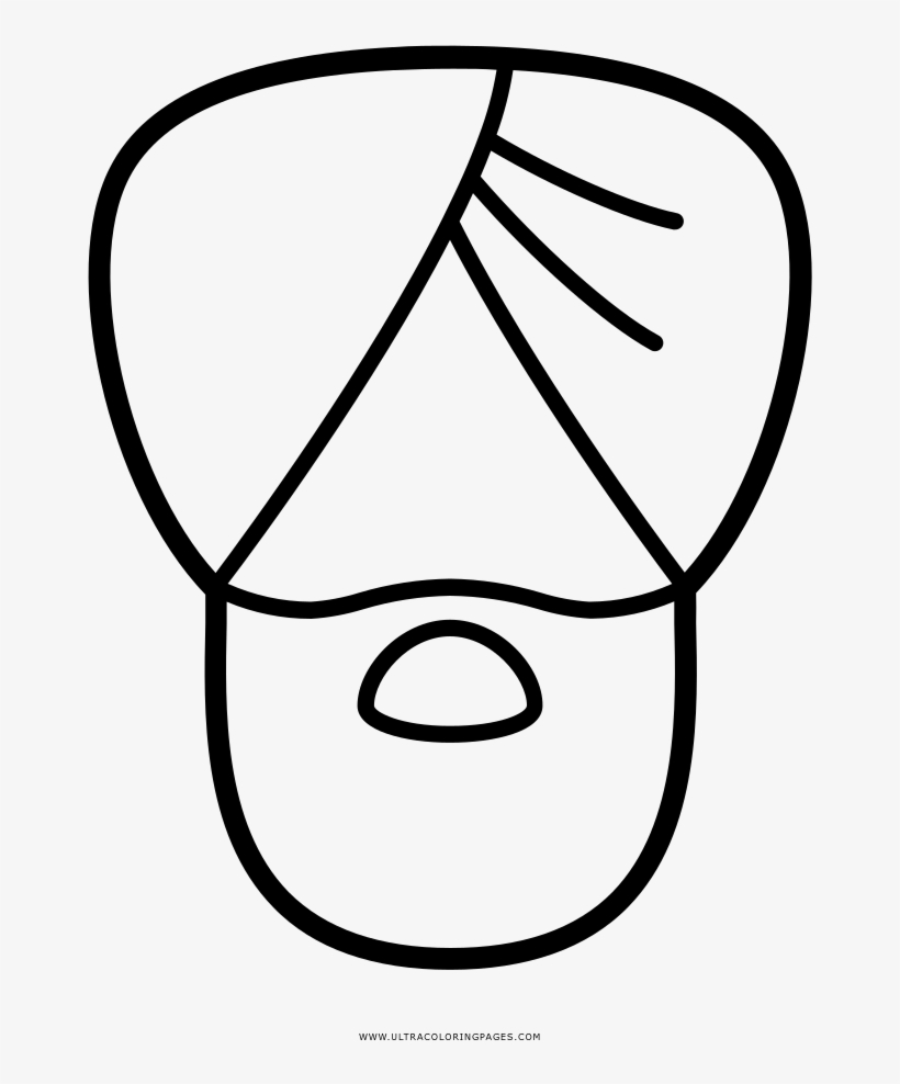 Turban Coloring Page - Line Art, transparent png