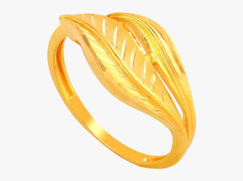 Exquisitely Etched Leaf Gold Ring - Without Stone Gold Ring, transparent png
