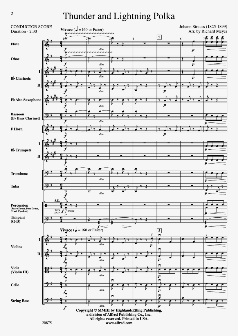 Thunder And Lightning Polka Thumbnail - Thunder And Lightning Polka Sheet Music, transparent png