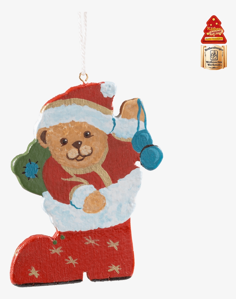 Teddy In Boot, Red - Christmas Ornament, transparent png