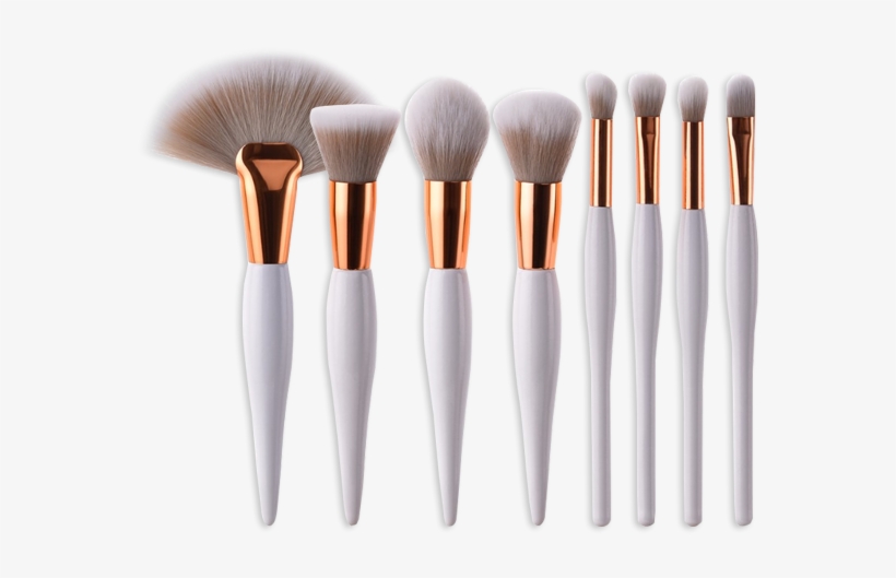 Rose Gold & White 8 Piece Makeup Brush Set - Makeup Brush, transparent png