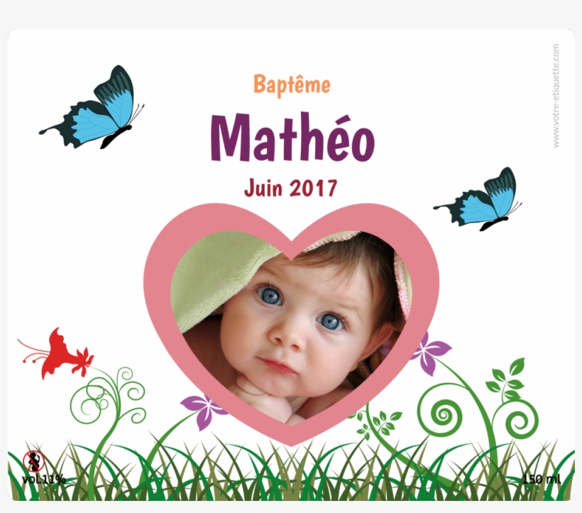 Personalized Sticker Heart Baptism - Swallowtail Butterfly, transparent png