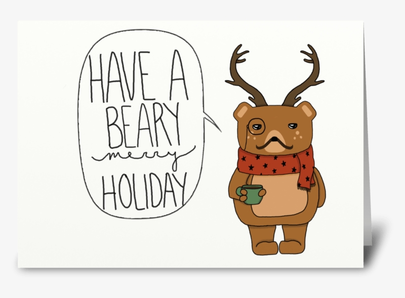 Beary Christmas Greeting Card - Cartoon, transparent png