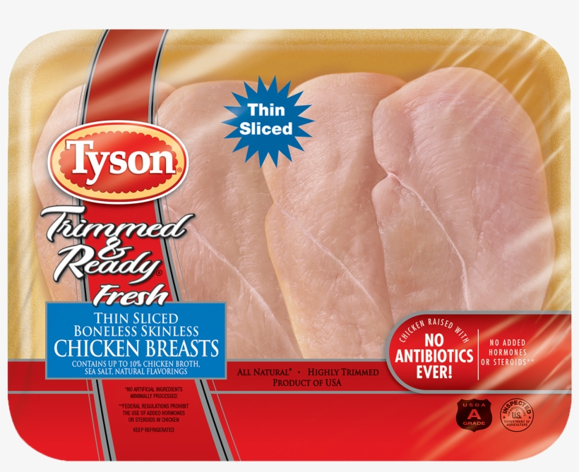 Tyson® Trimmed & Ready Fresh Thin Sliced Boneless Skinless - Tyson Thin Boneless Chicken Breast, transparent png