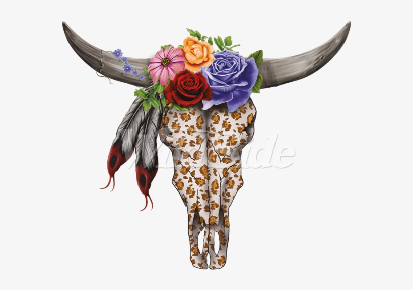 600 X 600 17 - Bull Skull And Flower, transparent png