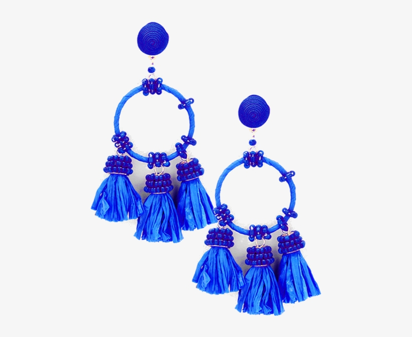 Marina Raffia Tassel Earrings In Royal Blue - Jewelry Making, transparent png