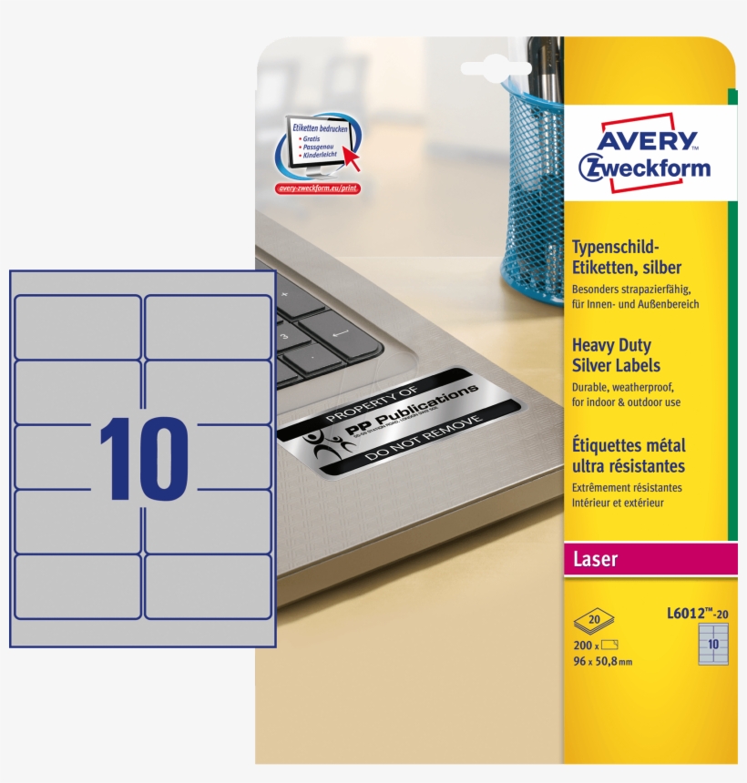 Product Description - Avery L6012, transparent png