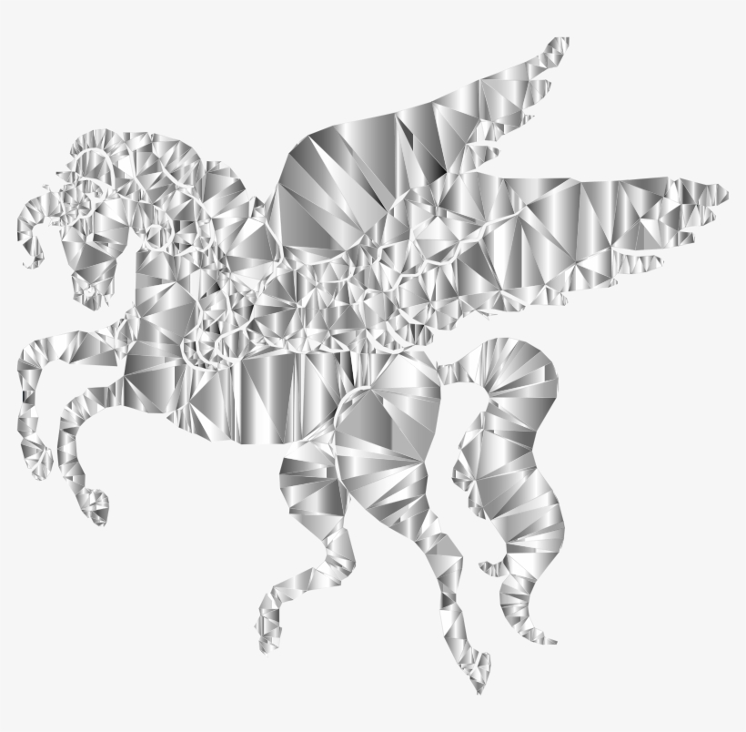 Winged Unicorn Low Poly - Illustration, transparent png