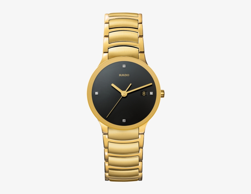 Centrix Jubile Black Diamond Dial Gold Plated Stainless - Rado Men's Gold Watch, transparent png