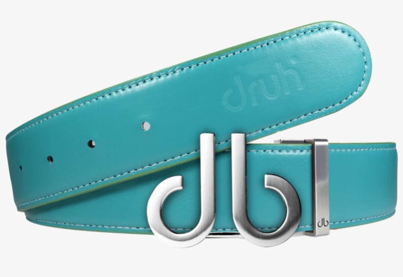 Full Grain Leather Belt In Aqua With Brushed Silver - Belt, transparent png