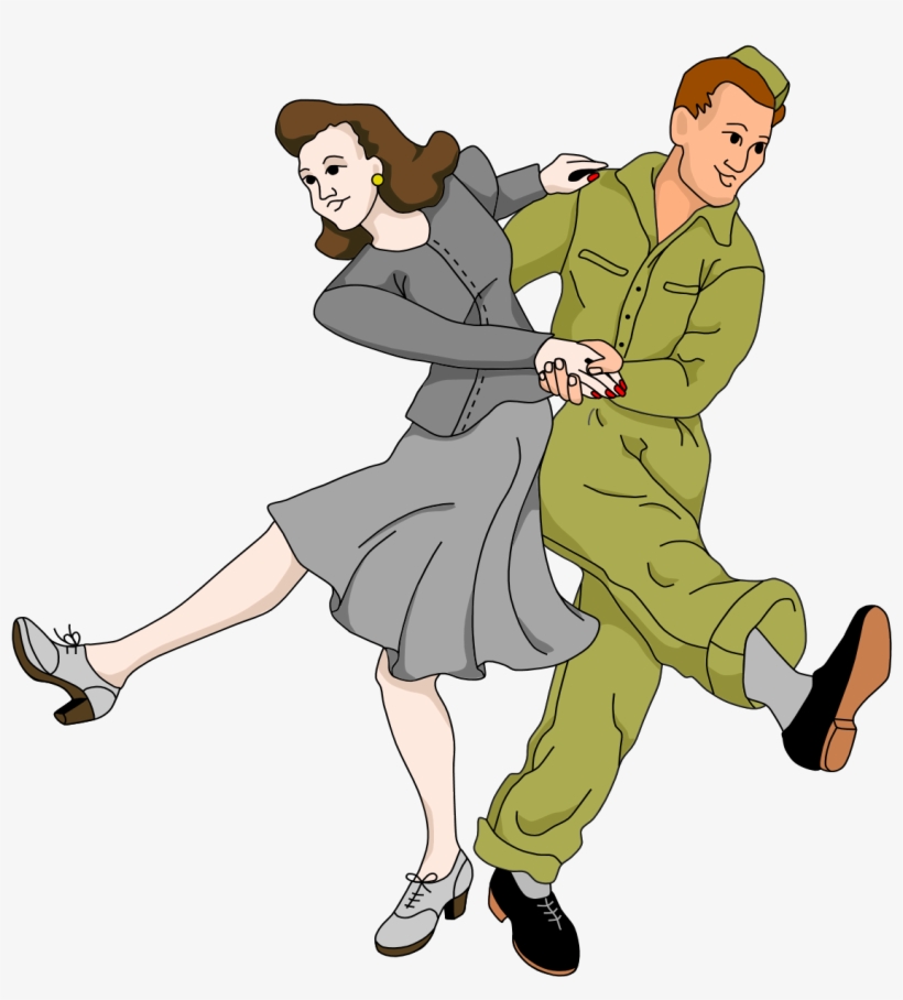 Clip Art Swing Dancers Clipart - 1940s Cartoon Swing Dance, transparent png