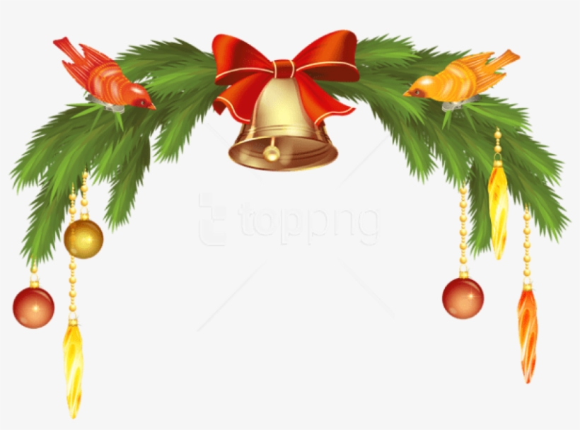 Free Png Christmas Bells With Pine Branch Png - Christmas Bells, transparent png