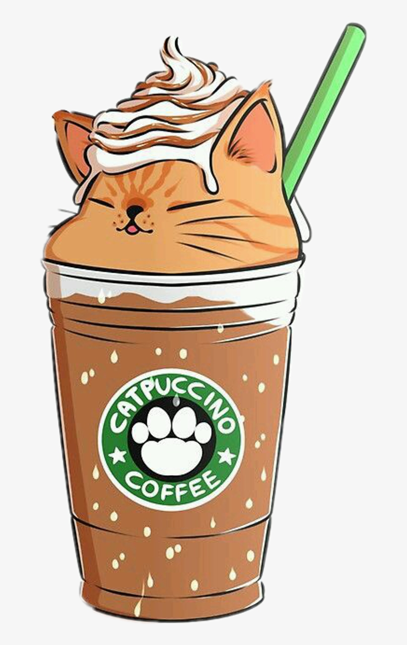#coffee #capuccino #cat #emoji #remixit - Cute Food Kawaii Backgrounds, transparent png