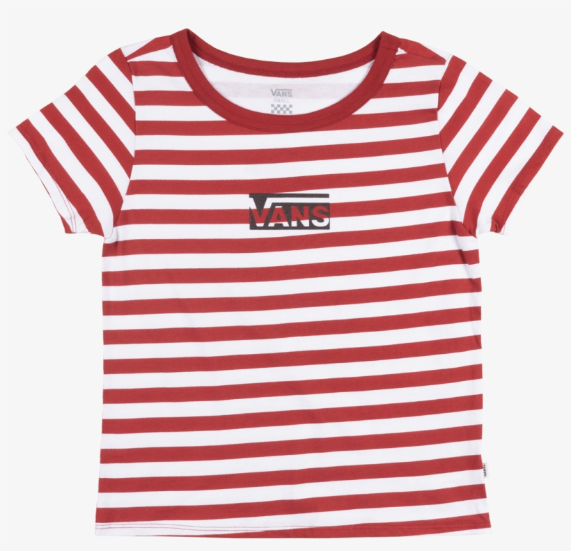 Vans Off The Wall Stripe Skimmer T-shirt Red White, transparent png
