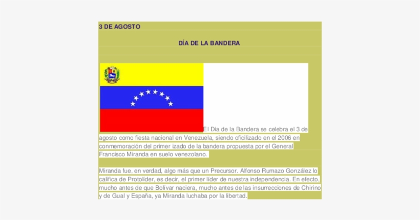 3 De Agosto Día De La Bandera - Simbolos Patrios De Venezuela, transparent png