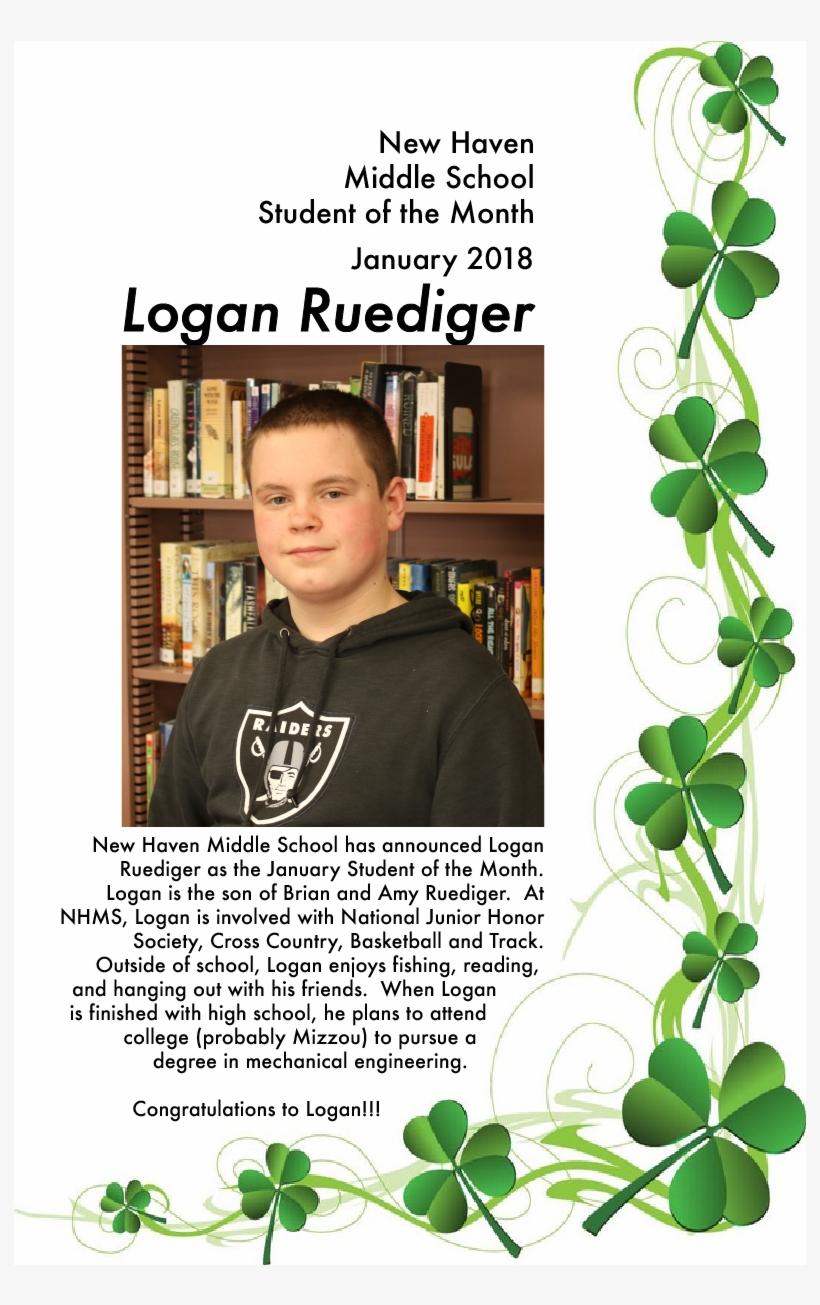 Logan Ruediger Named January 2018 New Haven Middle - تصویر زمینه ساده و شیک, transparent png