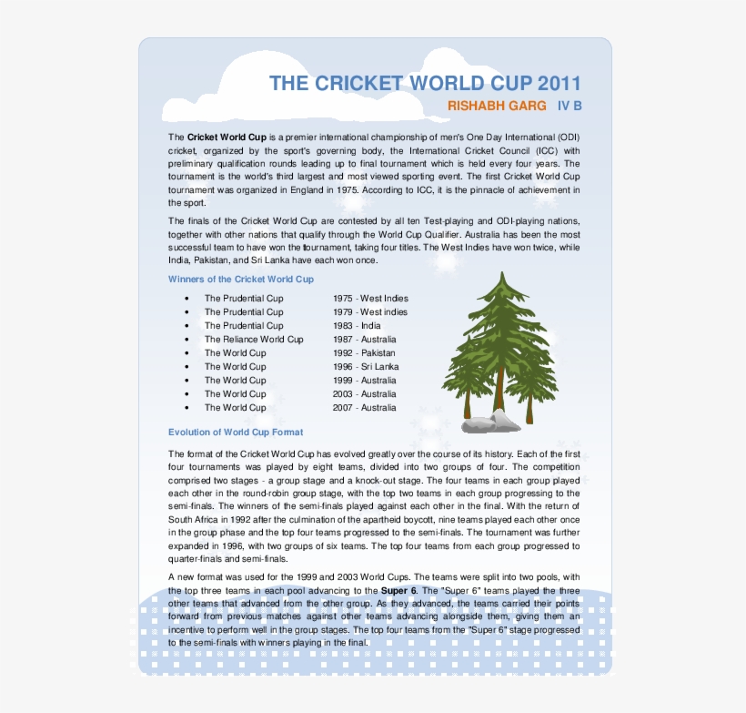World Cup Cricket Rishabh Garg Bhopal India - Colorado Spruce, transparent png