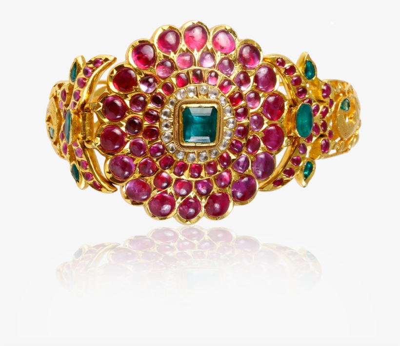 Antique Ruby Emerald Floral Bracelet - Crystal, transparent png