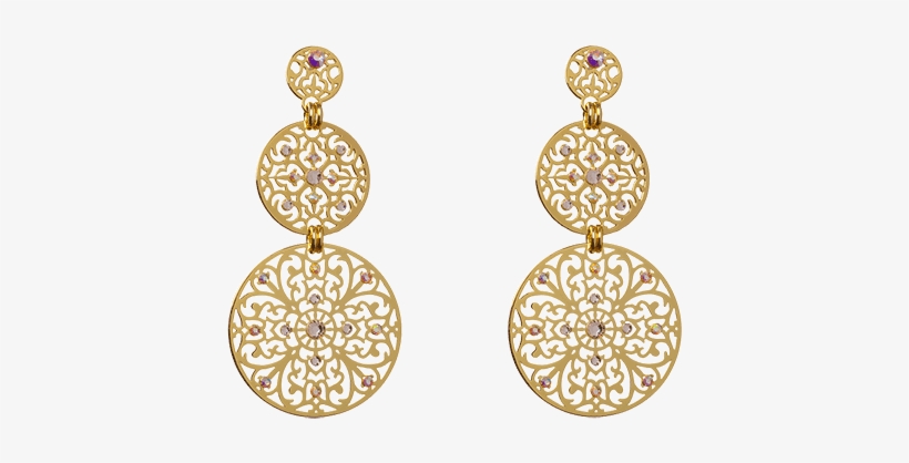 Shiyaya Earring Stud Double Round Gold, Gold Quartz, - Earrings, transparent png