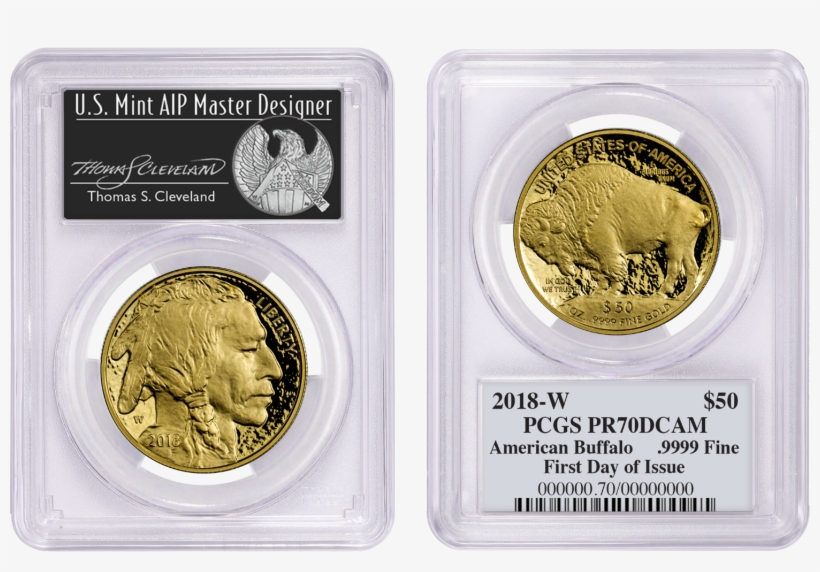 2018-w 1 Oz Gold Buffalo Proof $50 Pcgs Pr70 First - Quarter, transparent png