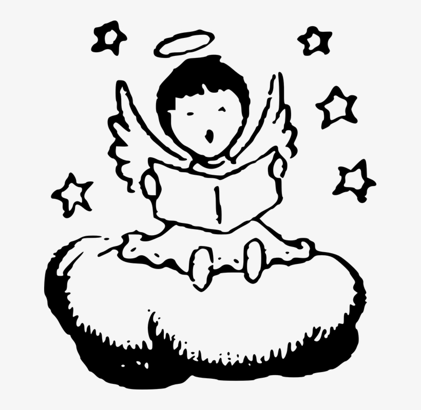 Little Angel Black And White Clipart, transparent png