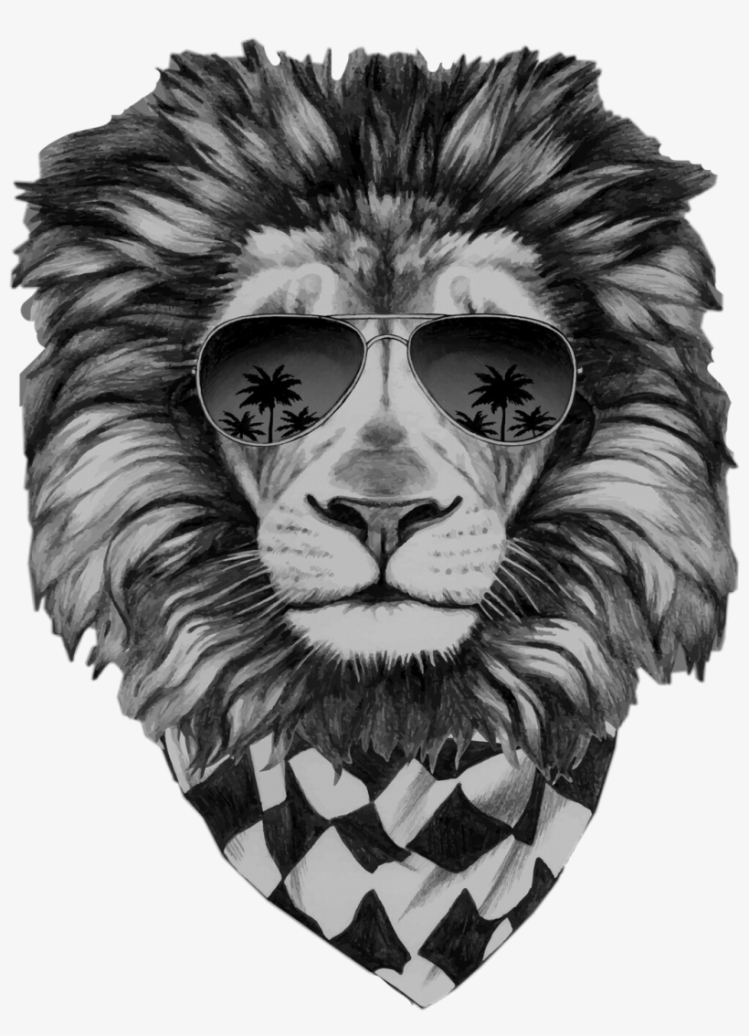 #lion #lionface #lionheart #lionhead #lionpride #coolguy - Lion With Sunglasses, transparent png