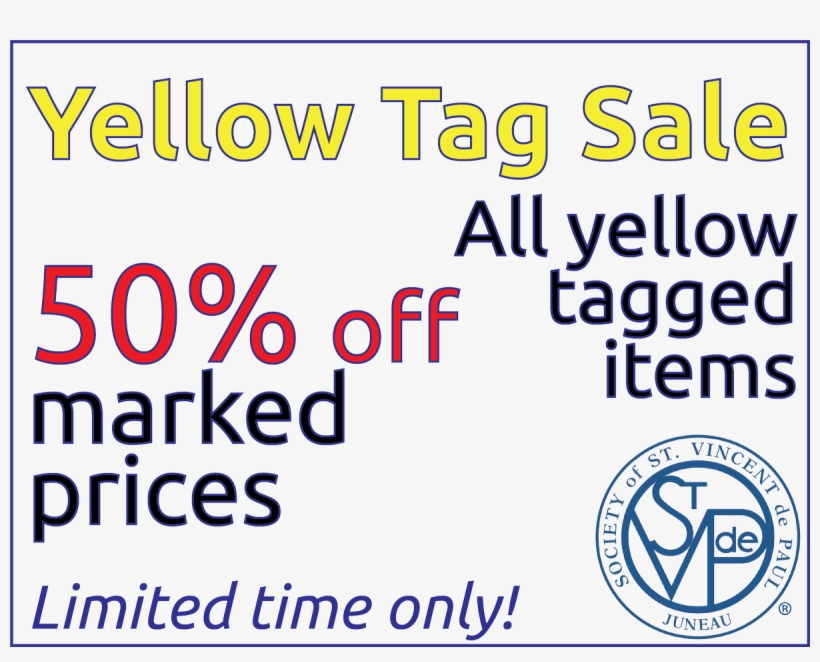 Yellow Tag = 50% Off, Blue Tag = 75% Off - Poster, transparent png