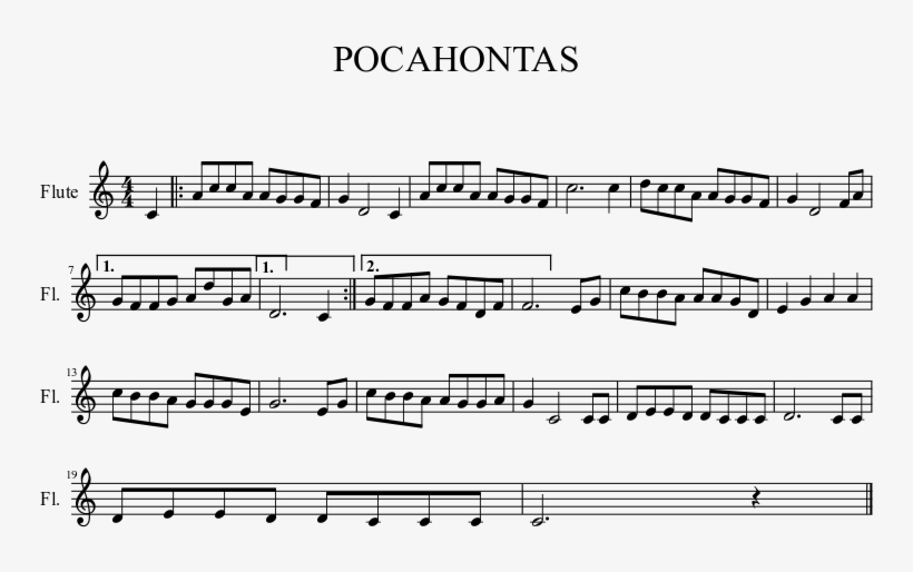 Pocahontas Sheet Music 1 Of 1 Pages - Sherlock Theme Clarinet, transparent png