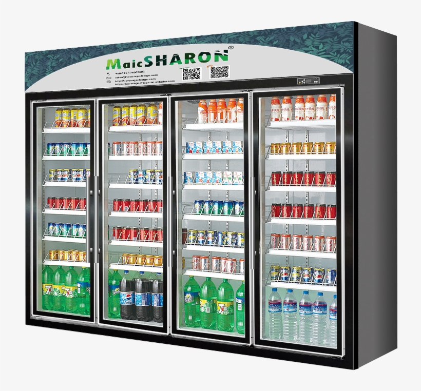 Luxurious 4 Door Glass Black Titanium Gold Commercial - Vending Machine, transparent png