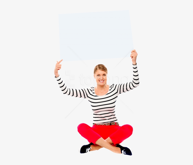 Free Png Download Girl Holding Banner Png Images Background - Hand Holding Banner Png, transparent png