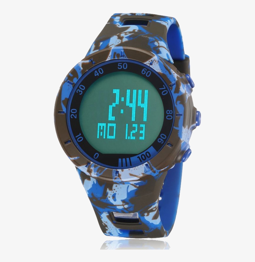 Ohsen New 1615 Stopwatch Chrono Blue Camouflage - Analog Watch, transparent png