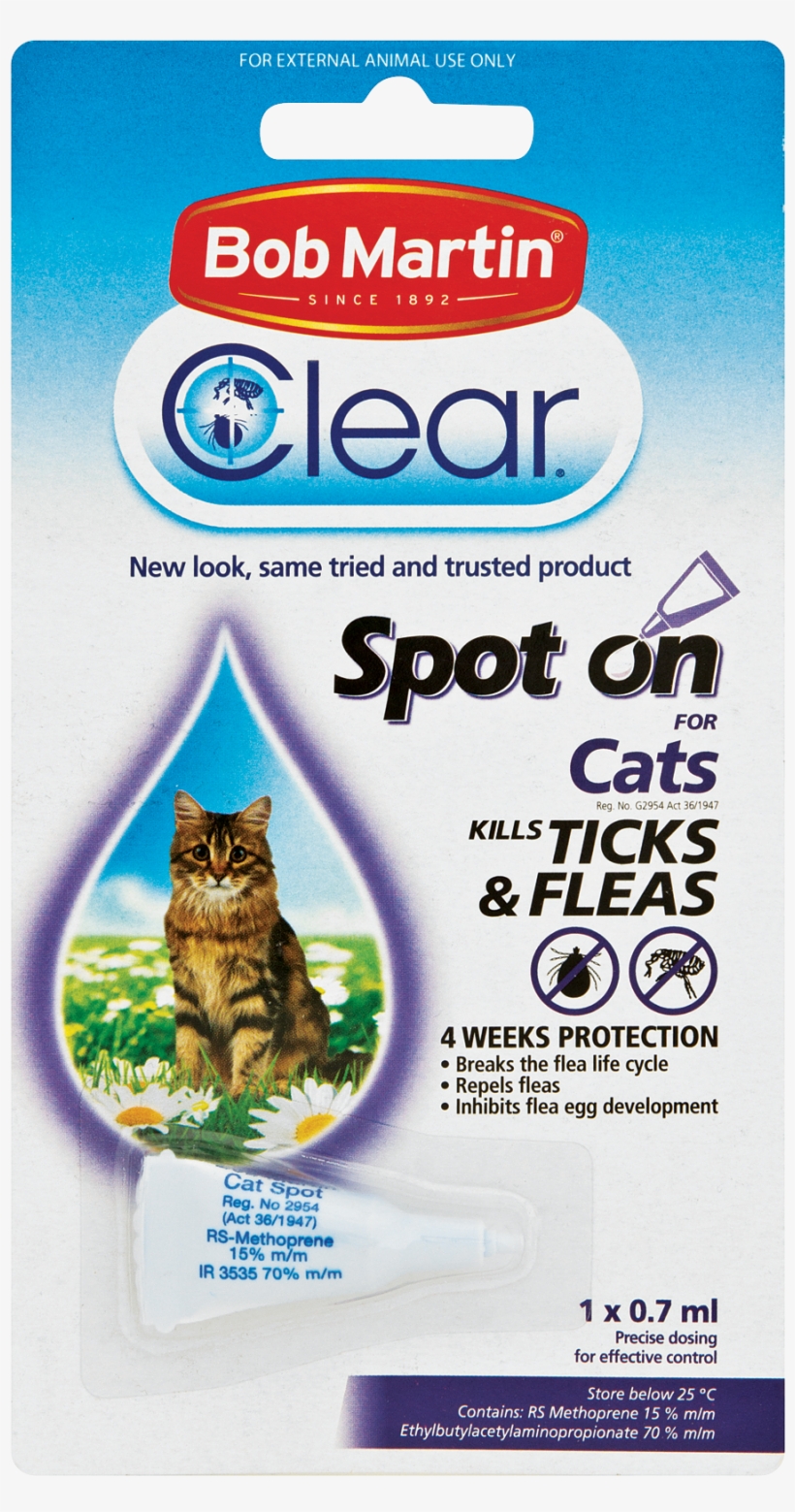 Clear Tick & Flea Spot On For Cats - Bob Martin Clear Spot On Für Katzen, transparent png