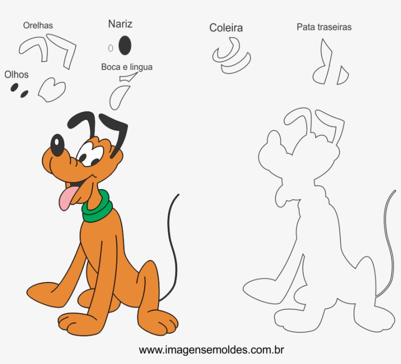 Molde Do Pluto Para Feltro, Eva E Artesanato - Molde Da Minnie E Mickey Em Eva, transparent png