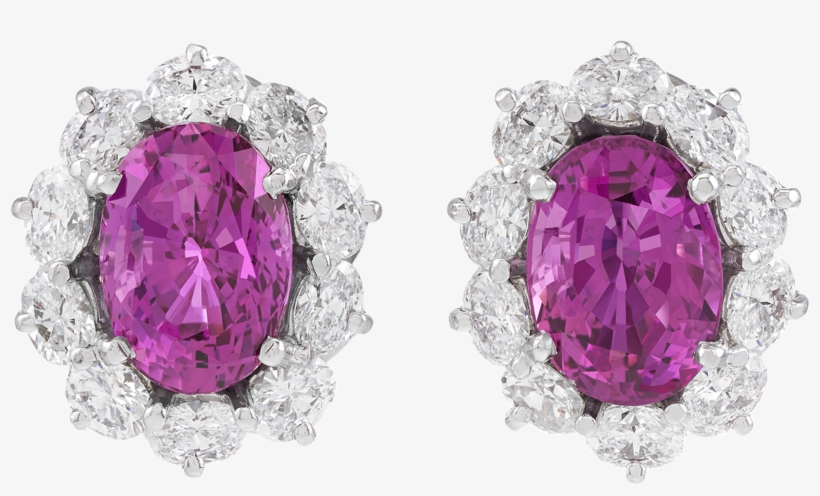 Pink Ceylon Sapphire And Diamond Earrings - Earrings, transparent png