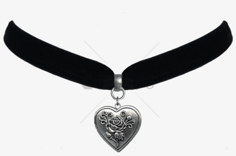 Free Png Heart Rose Locket Choker Necklace Png Image - Transparent Background Choker Png, transparent png