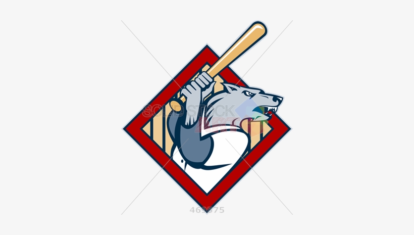 Stock Illustration Of Cartoon Rendition Of Wolf Holding - Baseball Bat, transparent png