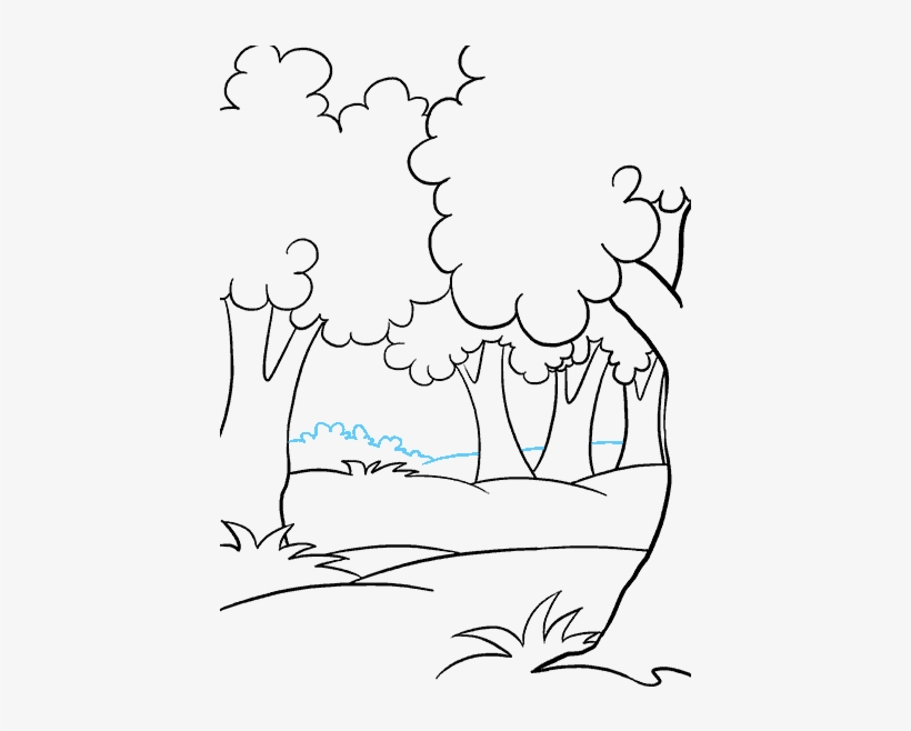 Clip Freeuse Stock How To Draw A Cartoon Forest In - Drawing Of A Forest, transparent png