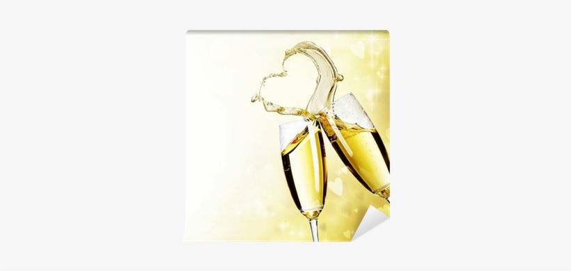 Two Champagne Glasses With Abstract Heart Splash Wall - Inspiring Quotes About Waiting For Love, transparent png