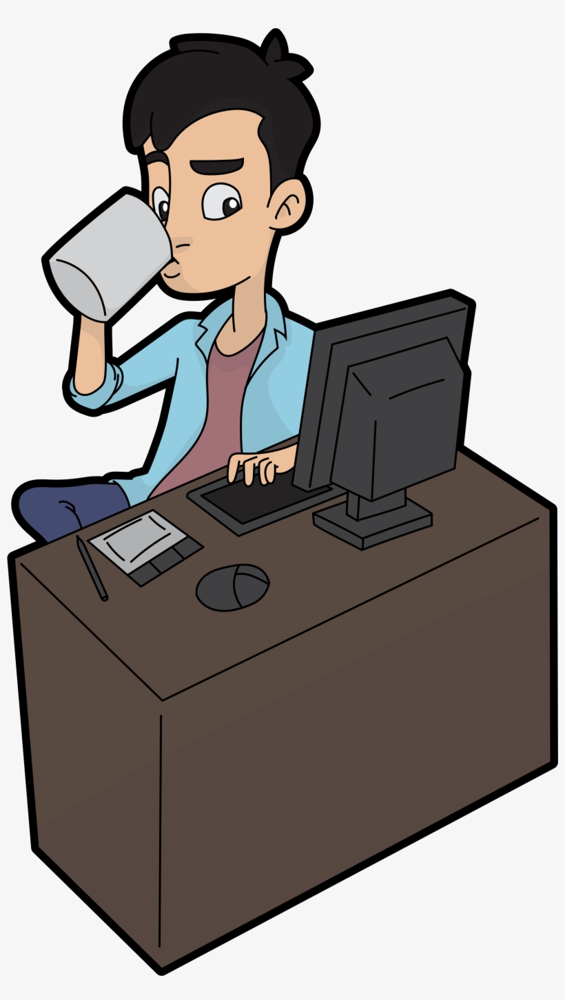 Open - Guy Using Computer Cartoons, transparent png