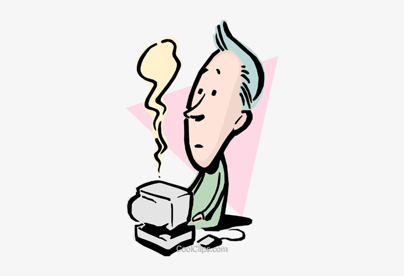 Cartoon Man With Computer Problem Royalty Free Vector - Computer ...