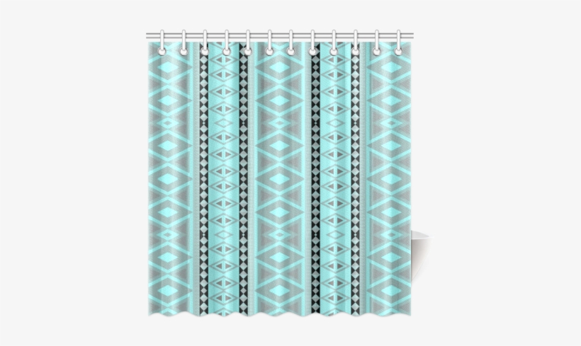 Tribal Border Pattern Vertical, Aqua Shower Curtain - Curtain, transparent png