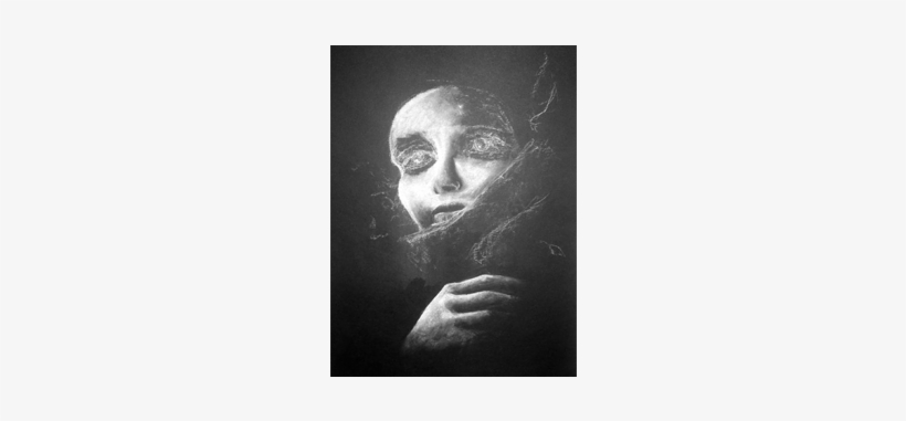 Chalk Drawing On Black Paper With White Watercolor - Monochrome, transparent png