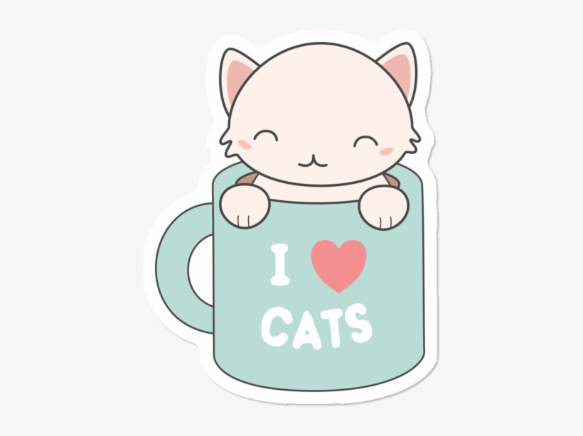 Kawaii Cute Coffee Cat - Cartoon, transparent png