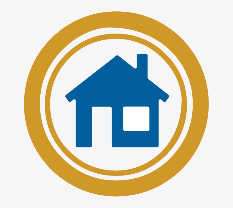 Blue House In Double Yellow Circle - Emblem, transparent png