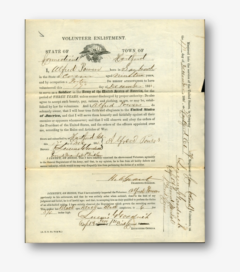 Index To Colored Troop Enlistments From Connecticut - Handwriting, transparent png