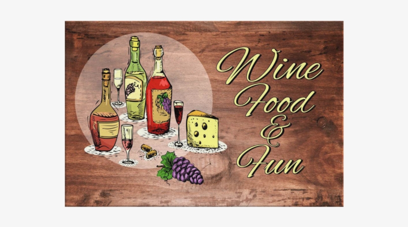 Relaxing Food And Fun Wood Look Designer Canvas Wall - Glass Bottle, transparent png