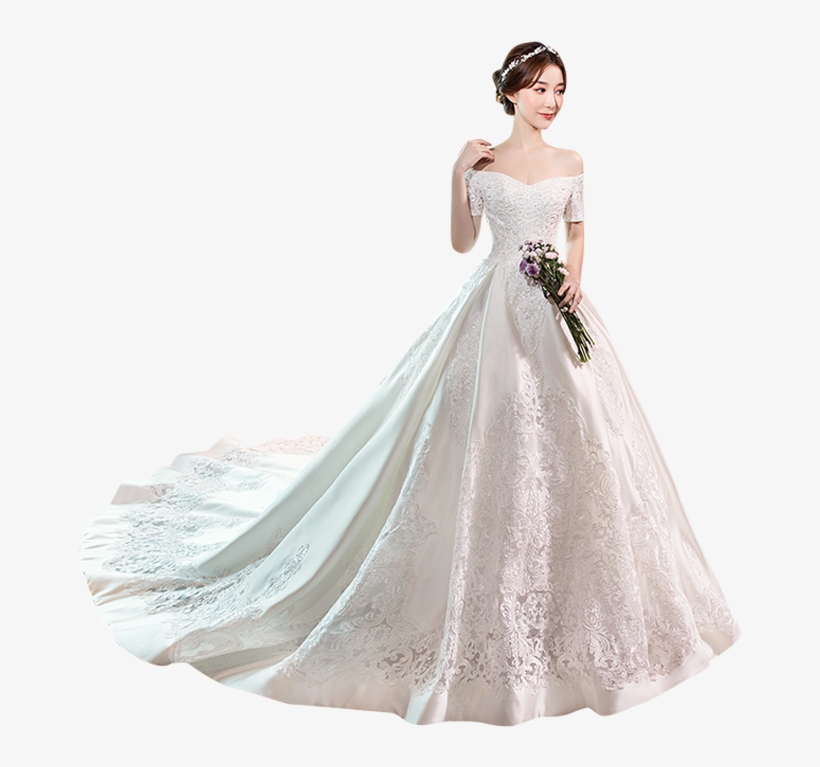Wedding Dress 2018 New Word Shoulder Korean Fashion - Wedding Dress, transparent png