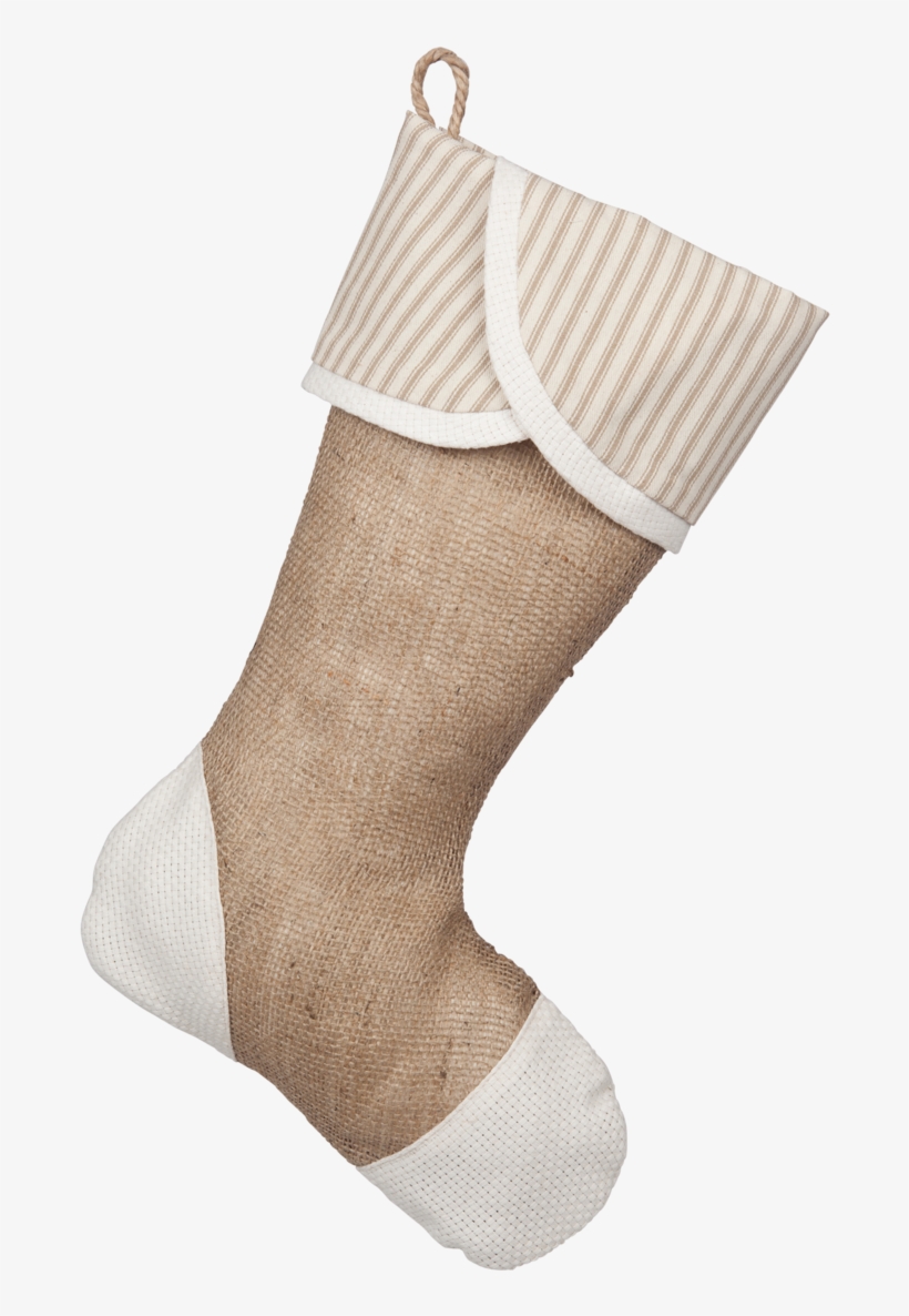 Taupe Ticking Stocking - Sock, transparent png